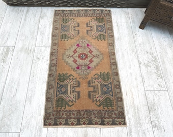 No.18 ヴィンテージラグ　トルコ　マット turkish rug ミニ turkish vintage rug sold out ありがとうございます🐏 ブルーの