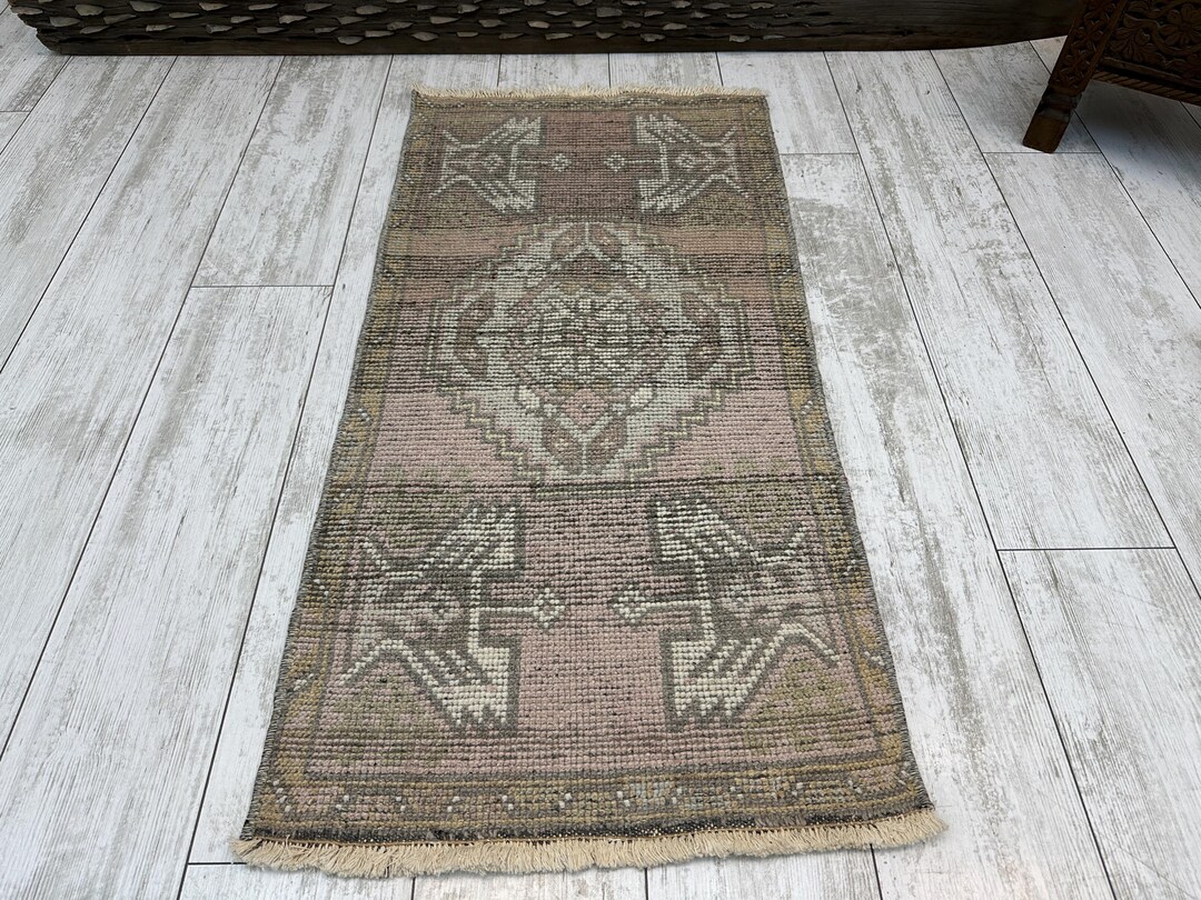 Turkish Small Rug, Bath Rug, 1.6x3.3 Ft, Handmade Rug, Small Rug, Entry ...
