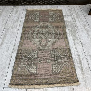 Turkish Small Rug, Bath Rug, 1.6x3.3 ft, Handmade Rug, Small Rug, Entry Rug, Door Mat, Oushak Rug, doormat Rug, Oriental Rug, Vintage Rug