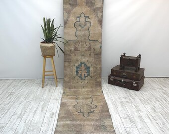 turkish runner rug, runner rug, entryway rug, vintage rug, hallway rug, corridor rug, handmade rug, boho rug, corridor rug, 2.7 x 11.9 ft