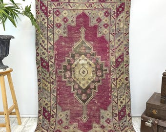 Turkish rug, Vintage rug, Handmade rug, Boho decor, Home decor rug, Floor rug, Organic wool rug, Oushak rug, Turkey rug 3.6 x 6.3 ft