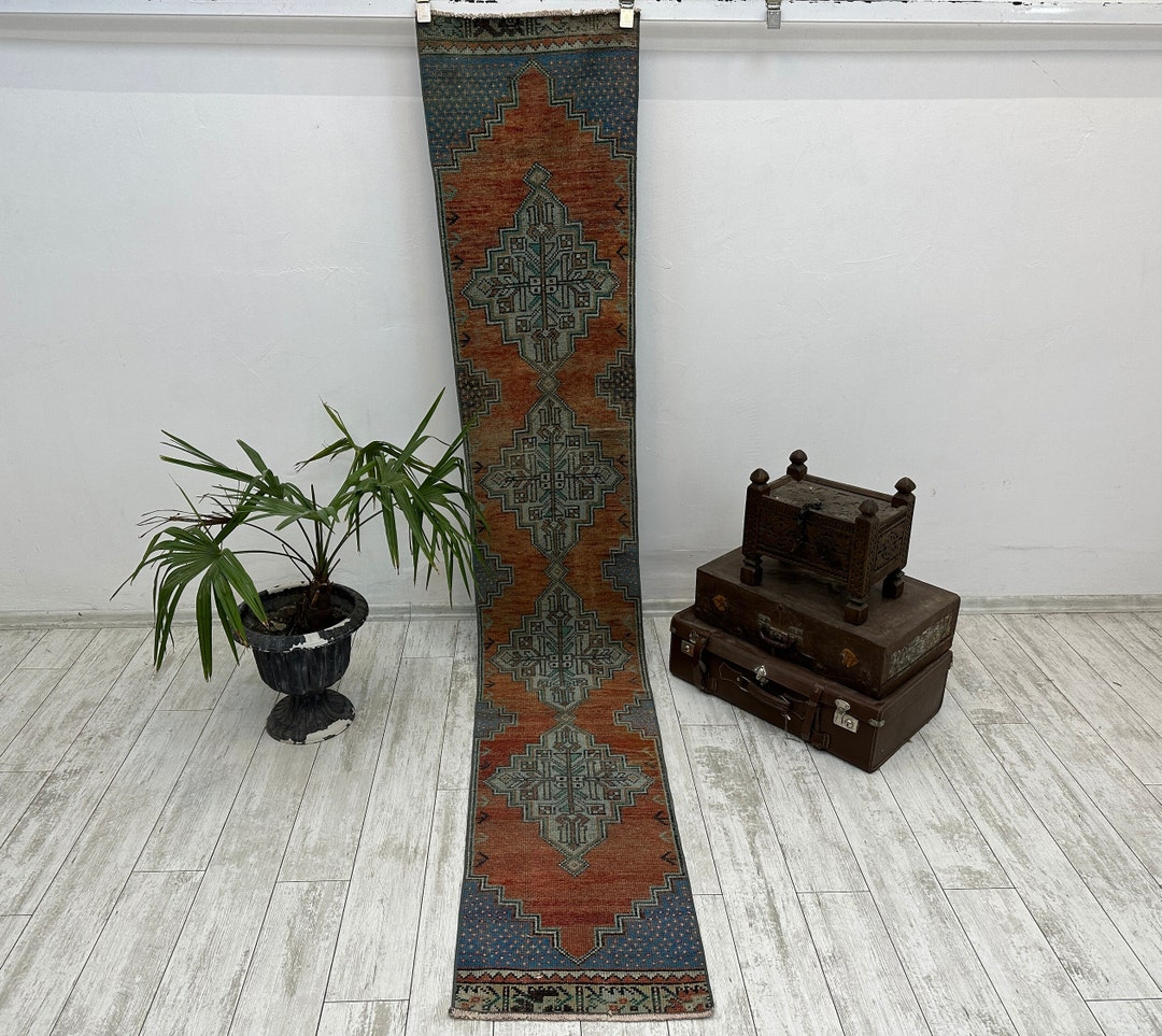 Long and Thin Runner Rug Orange Runner Rug 2x10 Vintage Etsy