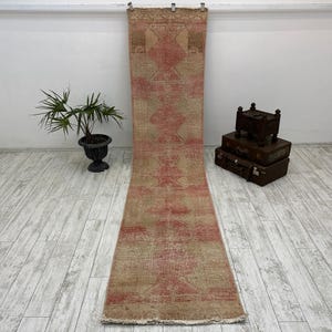 Timeless Handwoven Wool Runner | Antique Hallway Carpet 2.6x11.5 ft,
