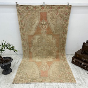 Distressed Vintage Rug, Turkish Rug, 4.8x8.1 ft Vintage Rug, Handmade Rug, Decorative Rug, Kitchen Rug, Unique Rug, Rustic Rug, Oushak Rug