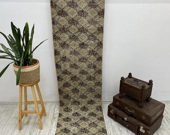 2.4x8.4 ft Turkish Farmhouse Runner Rug,Boho Rug, Vintage Rug,Vintage Runner Rug,Kitchen Rug,Soft Rug,2x9 Oushak Rug,Runner Rug,Hallway Rug
