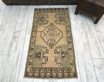2 minialfombras turcas, alfombras vintage pequeñas, alfombras Oushak pequeñas, alfombras descoloridas, alfombras de cocina, alfombras de dormitorio, alfombras para lavandería, felpudos turcos, alfombras bohemias de 4 x 10 cm