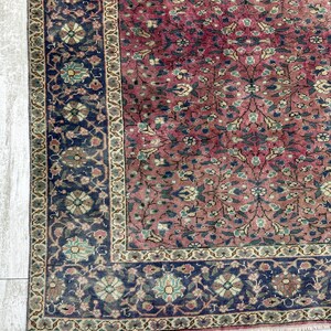 Turkish Area Rug, 6.4x9.7 ft, Geometric Scandinavian Decor Rug, Vintage Carpet, Oushak Rug, Hand Knotted Wool Anique Rug, Red Area Rug, image 3
