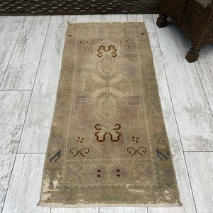 Alfombra vintage pequeña de 1,5 x 3,3 pulgadas, alfombra turca pequeña, alfombra oushak pequeña, alfombra hecha a mano pequeña, alfombra decorativa bohemia pequeña, alfombra para puerta, alfombra para baño turco