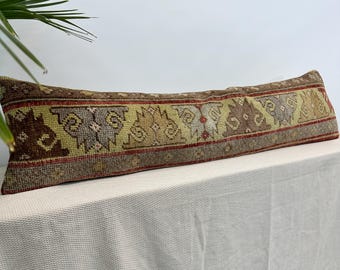 Long Pillow For Bed, Extra Long Pillow, Lumbar Throw Pillow, Boho Pillow For Bed, Body Pillow Cover, Long Lumbar Pillow, Ottoman Pillow