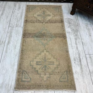 Small Turkish Rug, Vintage Bath Mat, Turkish mat rug, Turkish Doormat Rug, mini rug, Outdoor Mat, Small Vintage Rug 1.6x3.5, Boho Rug