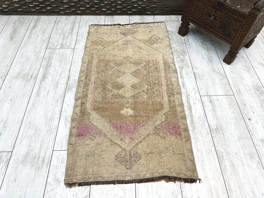 Turkish Rug Small Turkish Mini Rug, Small Vintage Rug, Small Oushak Rug, Faded Rug ...