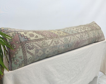 Boho Long Bed Pillow, 12x48", Ethnic Throw Pillow, Turkish Pillow, Vintage Pillow,Pillow Cover,Kilim Cushion,Wool Pillow,Kilim Pillow
