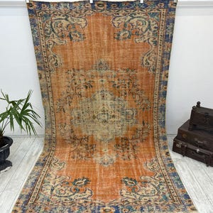 Oversize rug, Turkish rug, Area rug, Large rug, Vintage rug, Oushak rug, Living room rug, Bedroom rug, Wool rug, 5.6x9.4 feet,
