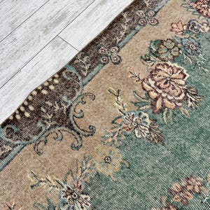 Oversized vintage Turks tapijt – handgeweven wollen tapijt, groot boho-tapijt voor woonkamer, slaapkamer of eetkamer, 7,1 x 9,9 ft afbeelding 5