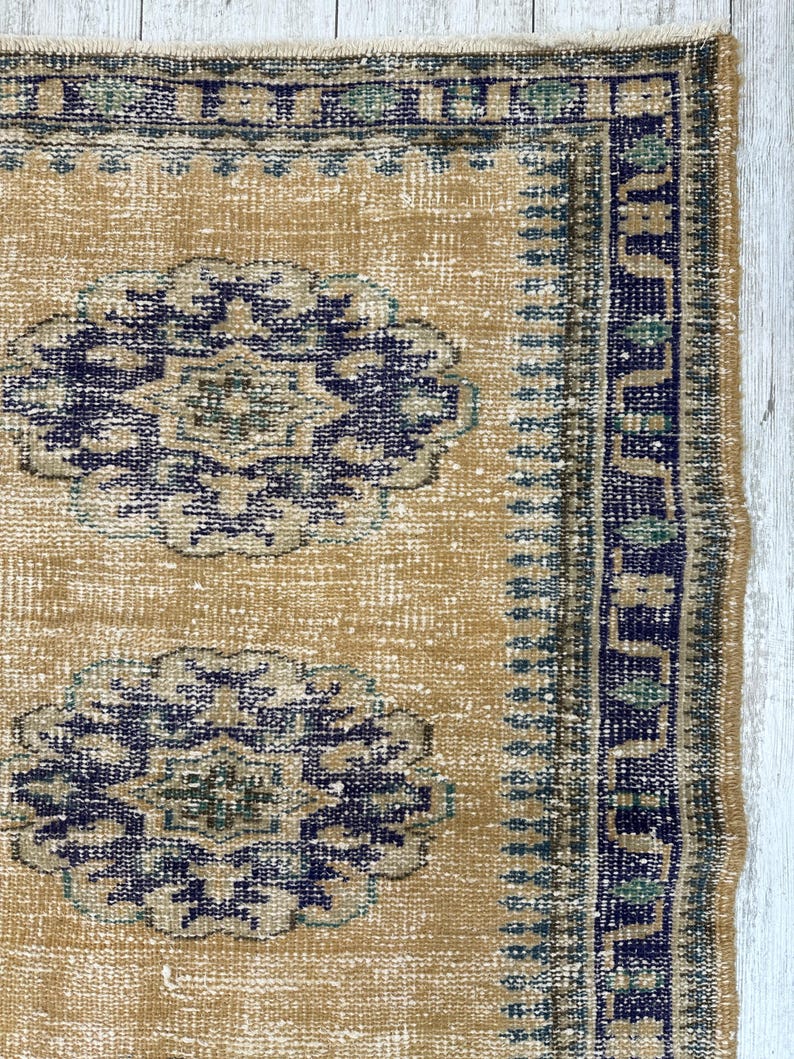 Handmade Turkish Hallway Runner Rug, Vintage Wool Carpet (2.8 x 10.1 Ft) image 9