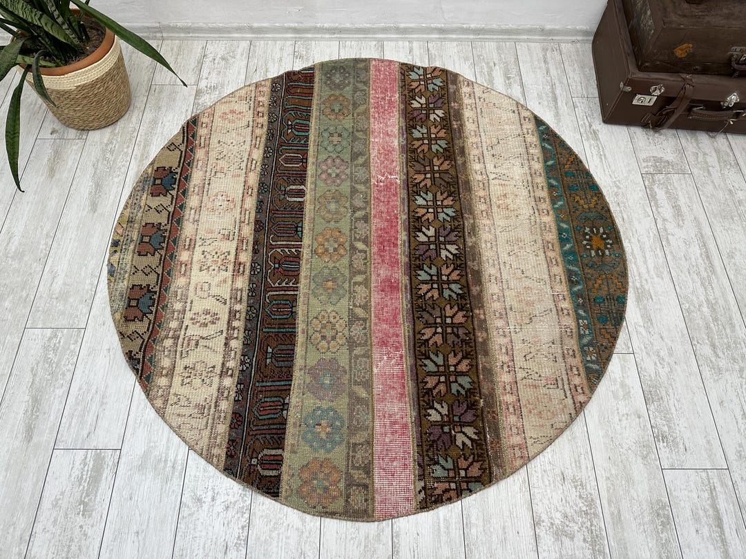 Circle Rug, 4.8 X 4.8 Ft, Round Rug, Round Oushak Rug, Vintage Rug ...