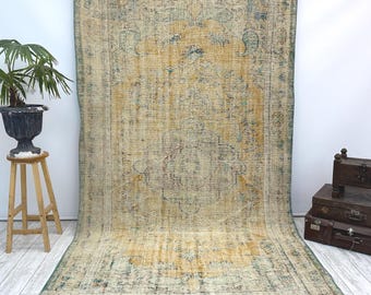 Oversize rug, Turkish rug, Area rug, Large rug, Vintage rug, Oushak rug, Living room rug, Bedroom rug, Wool rug, 5.8x11.1 feet,