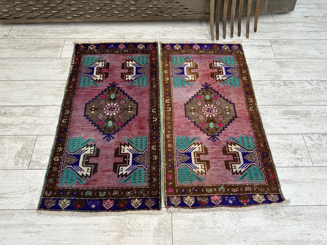Tween Small Turkish Rugs, Vintage Bath Mat, Turkish Mat Rug, Turkish ...
