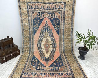 6x11 Turkish Rug, Vintage Rug 6x11, Oversize Rug, Large Area Rug, Handmade Wool Rug, Oushak Rug, 6x11, Rug, Taspinar Rug, 6.2 x 11 FT,