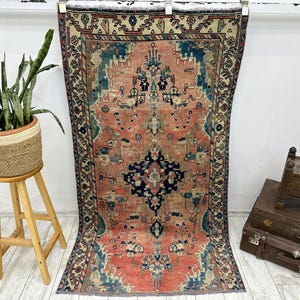 3.5x6.3 ft, Turkish Rug, Vintage Rug, Oushak Rug, Area Rug, Faded Rug, Muted Rug, Living Room Rug, Handmade Rug, Antique Rug, Area Rug