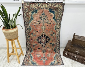 3.5x6.3 ft, Turkish Rug, Vintage Rug, Oushak Rug, Area Rug, Faded Rug, Muted Rug, Living Room Rug, Handmade Rug, Antique Rug, Area Rug