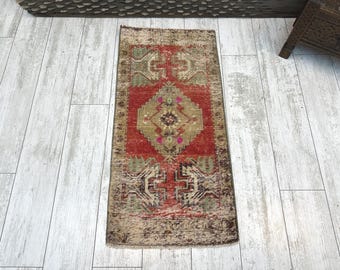Kleiner türkischer Teppich, Vintage-Badematte, türkische Fußmatte, türkischer Fußvorleger, Mini-Teppich, Outdoor-Matte, kleiner Vintage-Teppich (1,5 x 3,1 m), Boho-Teppich