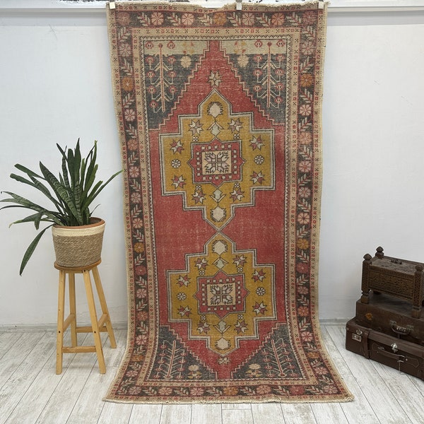 Türkischer Teppich, Bodenteppich, Boho-Dekor, Boho-Teppich, großer Teppich, handgemachter Teppich