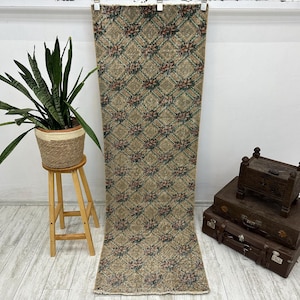 Runner Rug, Vintage Rug, Turkish Rug, Anatolian Rug, Rugs For Stair, 2.3x7.2 FT, Beige Rug, Hallway Rugs, Wool Rug, Turkish Runner Rug,
