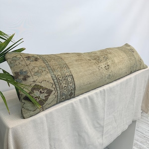 Long Pillow For Bed, Extra Long Pillow, Lumbar Throw Pillow, Boho Pillow For Bed, Body Pillow Cover, Long Lumbar Pillow, Ottoman Pillow image 1