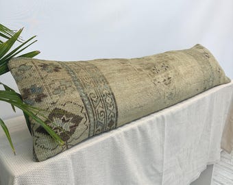 Almohada larga para cama, almohada extralarga, cojín lumbar decorativo, almohada bohemia para cama, funda de almohada corporal, almohada lumbar larga, almohada otomana