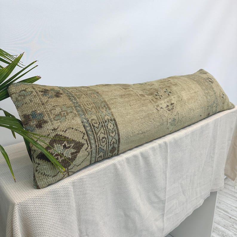 Long Pillow For Bed, Extra Long Pillow, Lumbar Throw Pillow, Boho Pillow For Bed, Body Pillow Cover, Long Lumbar Pillow, Ottoman Pillow image 1