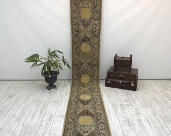 Alfombra de pasillo de 2,1 x 12,7 pies, alfombra turca, alfombra de pasillo larga, alfombra vintage, alfombra Oushak, alfombra turca vintage, alfombra turca, alfombra vintage
