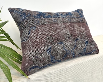16x24 Vintage Rug Pillow Cover, Turkish Kilim Cushion, Boho Throw Pillow, Handmade Decor, Unique Accent Cushion