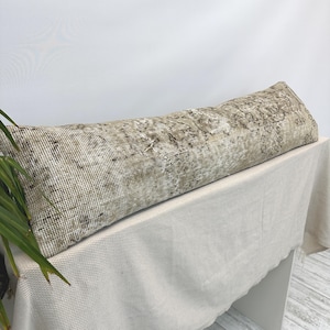 12x48 Vintage Turkish Rug Pillow Cover, Extra Long Lumbar Cushion, Handmade Bench Pillow, Cottage Decor