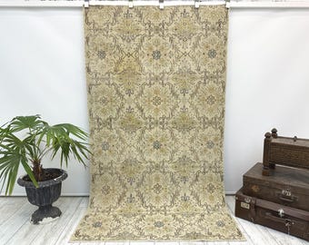 Turkish Rug, Vintage Rug, 3.8x6.9 ft, Oushak Rug, Area Rug, Faded Rug, Muted Rug, Living Room Rug, Handmade Rug, Antique Rug, Kayseri  Rug