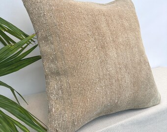 Anatolian Rug Pillow Cover 20x20, Handmade Turkish Cushion, Vintage Wool Accent Pillow