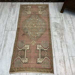 Small Turkish Rug, Vintage Bath Mat, Turkish mat rug, Turkish Doormat Rug, mini rug, Outdoor Mat, Small Vintage Rug 1.5x3.4, Boho Rug