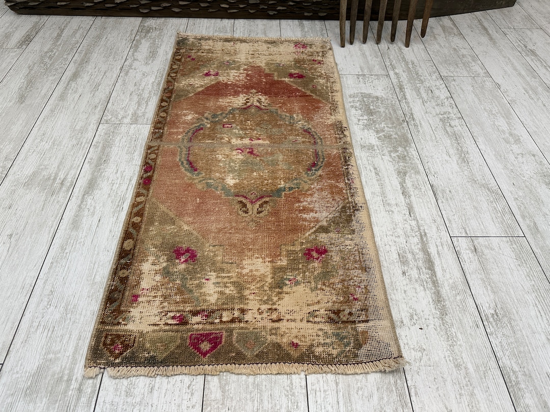 Small Vintage Rug 1.6x3.3 Small Turkish Rug, Small Oushak Rug, Small ...