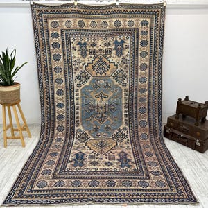 Turkish Rug, Vintage Rug, Area Rug, Oushak rug, large Carpet, Red Rug,Oriental rug, 6.5x11ft, designer rug, Pink Rug,