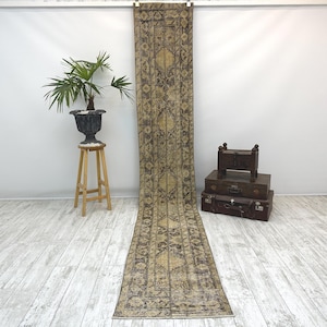 Runner Rug, Vintage Rug, Turkish Rug, Anatolian Rug, Rugs For Stair, 2.1x12 FT, Beige Rug, Hallway Rugs, Wool Rug, Turkish Runner Rug,