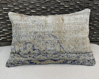 Zachte kelim kussensloop 16 x 24 – Turks handgemaakt bohokussen, traditioneel vintage plaid voor bank, woonkamer of slaapkamer, gezellig decor
