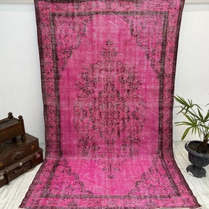 Pink rug Turkish Rug, Vintage Rug, Area Rug, Oushak rug, large Carpet, Pink Rug,Oriental rug, 5.7x9.3ft, designer rug, Oversize Rug,