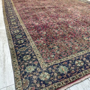 Turkish Area Rug, 6.4x9.7 ft, Geometric Scandinavian Decor Rug, Vintage Carpet, Oushak Rug, Hand Knotted Wool Anique Rug, Red Area Rug, image 2