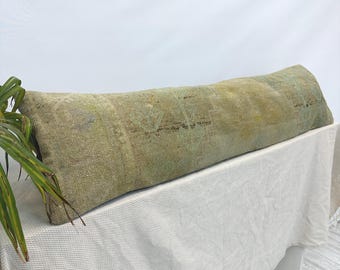 12x48 Boho Turks tapijt kussenhoes, extra groot lendenkussen voor bed, vintage wollen vensterbankkussen, uniek Anatolisch textiel