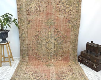 extra groot vloerkleed, loungekleed, groot Oushak-kleed, antiek kleed, Turks kleed, vintage kleed, kleed voor de slaapkamer, eetkamerkleed, 5,9 x 10,1 voet,