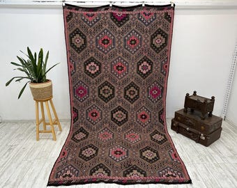 Oversize Kilim rug, Turkish rug, Area rug, Large rug, Vintage rug, Oushak rug, Living room rug, Bedroom rug, Wool rug, 5.3x10.2 feet,