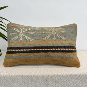 Aztec Pillow, 12x20&quot; Pillow, Couch Pillow, Vintage Rug Pillow, Decorative Rug Pillow Cover, Kilim Cushions, Ethnic Pillow, Kilim Pillow