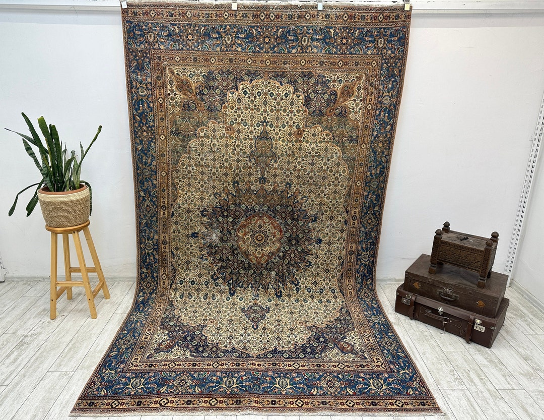 Large Antique Rug Very Rare Find Oversize Rug, Bakhtiari Rug, Oushak Rug, Oversize ...