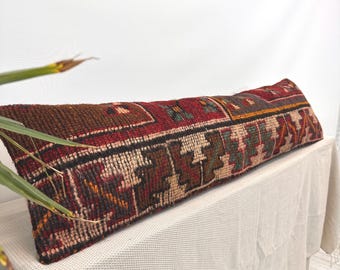 Long Pillow For Bed, Extra Long Pillow, Lumbar Throw Pillow, Boho Pillow For Bed, Body Pillow Cover, Long Lumbar Pillow, Ottoman Pillow