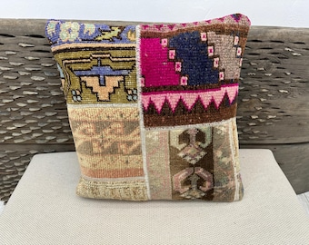Blue Bohemian Kilim Pillow, Nomadic Kilim Pillow, Turkish Kilim Pillow, Kelim Kissen, Antique Kilim Pillow, Pillow Cover,Blue Rug Pillowcase